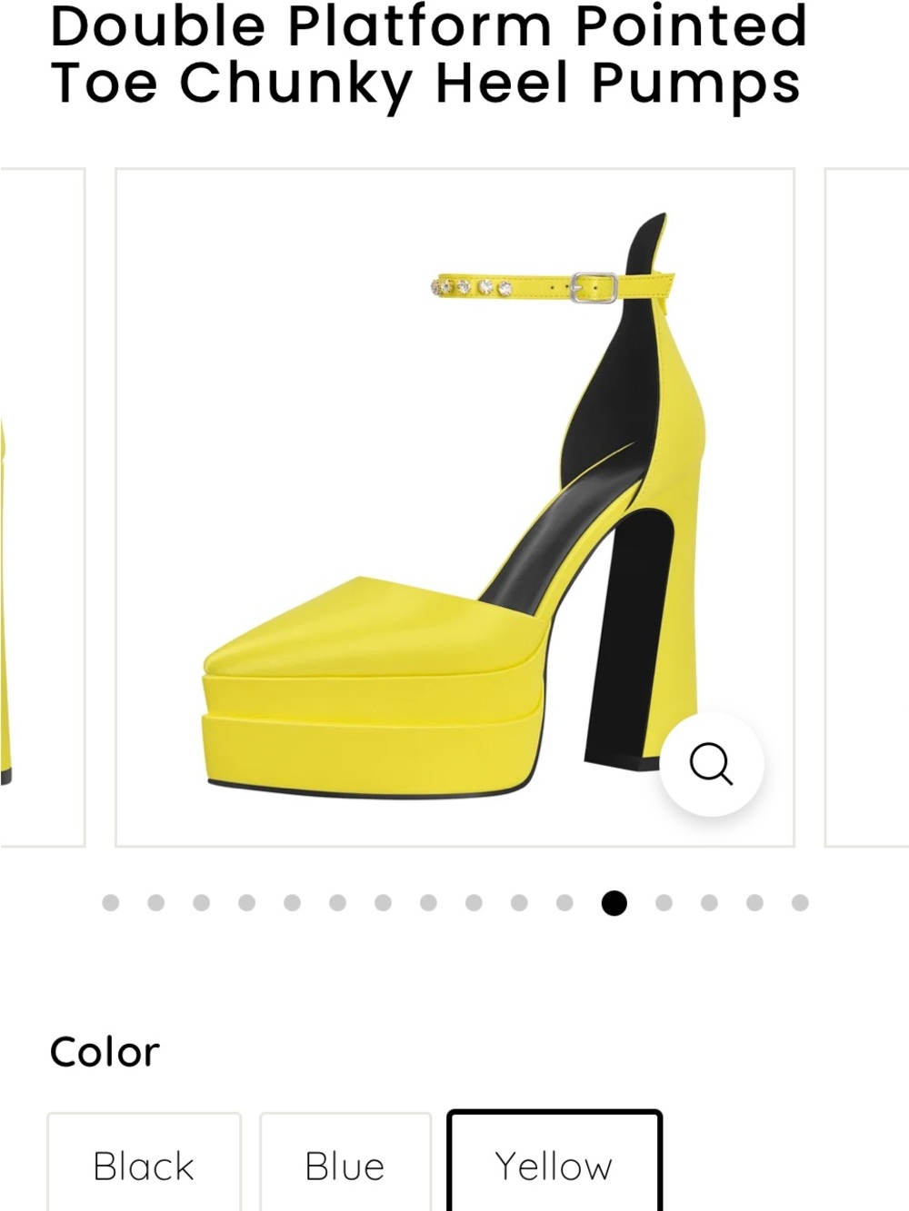 Yellow Pointed-Toe Double Platform Ankle-Strap Pumps